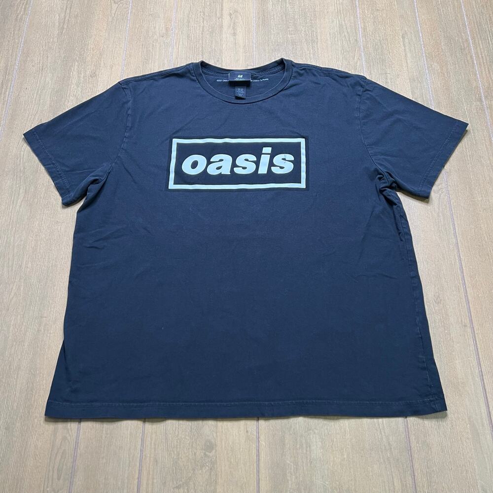 Oasis Band T Shirt Mens XXL Black Box Logo H&M 2021 Britpop Graphic Tee